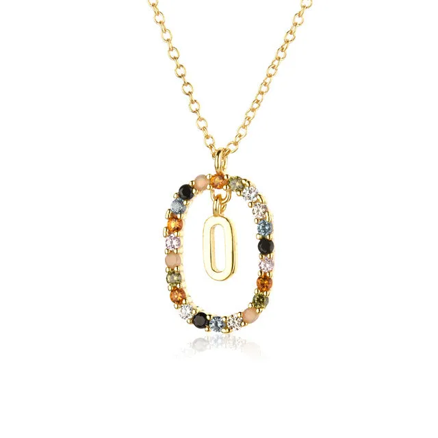 Wholesale Alphabet Gemstone Crystal Copper Necklaces