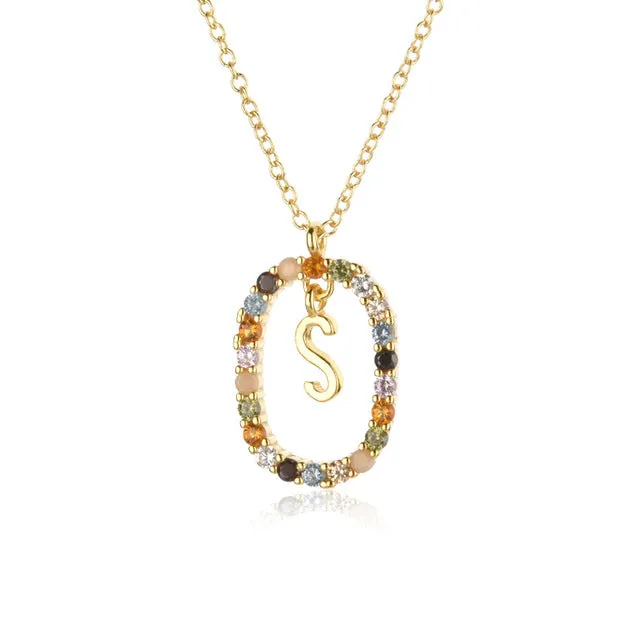 Wholesale Alphabet Gemstone Crystal Copper Necklaces