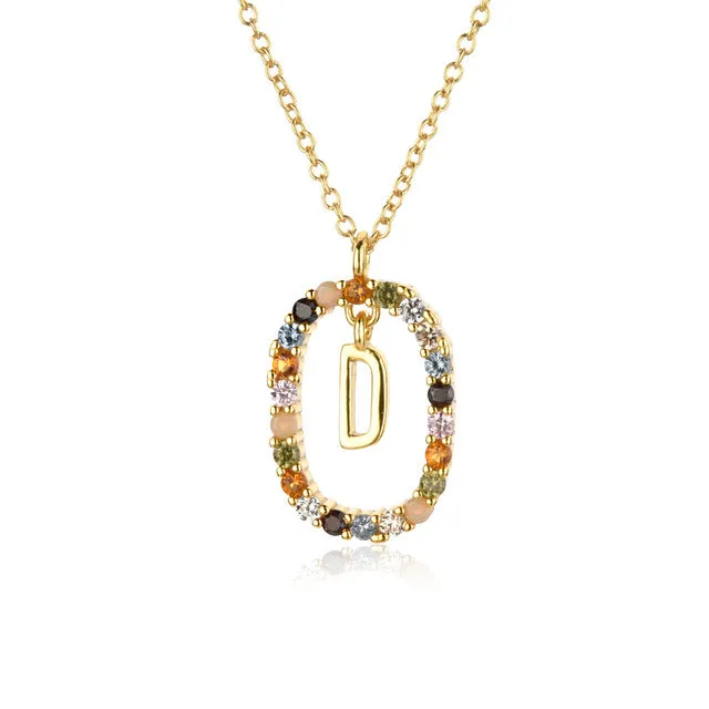 Wholesale Alphabet Gemstone Crystal Copper Necklaces