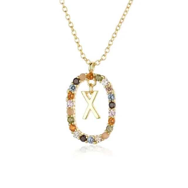 Wholesale Alphabet Gemstone Crystal Copper Necklaces