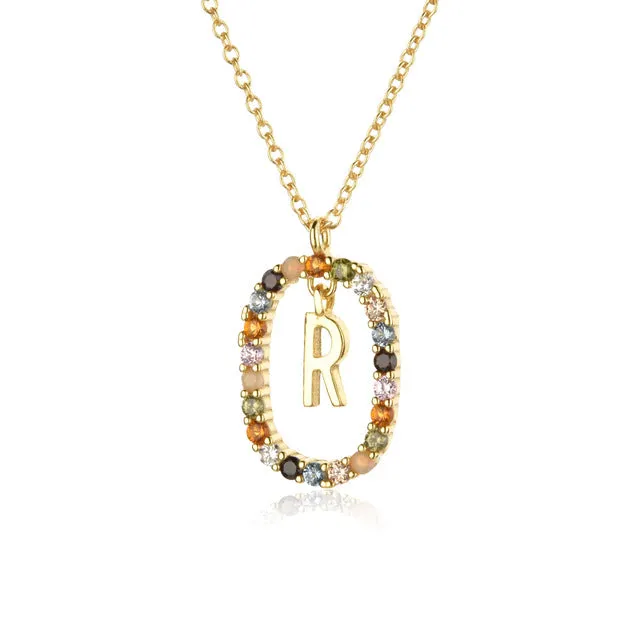 Wholesale Alphabet Gemstone Crystal Copper Necklaces