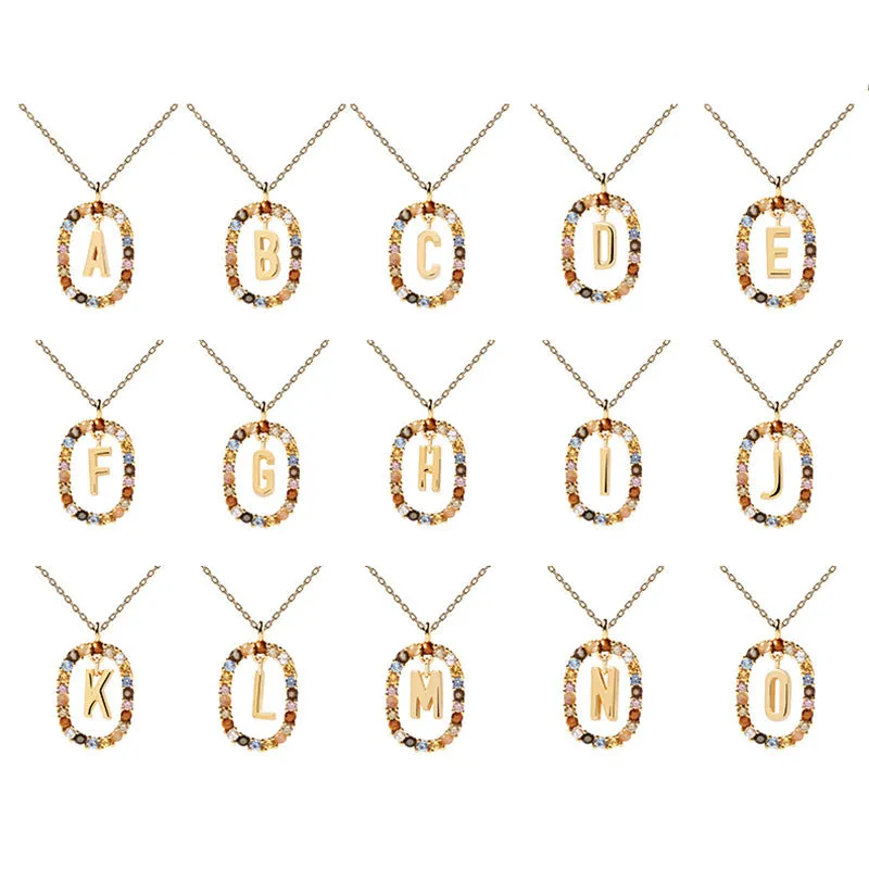 Wholesale Alphabet Gemstone Crystal Copper Necklaces