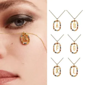 Wholesale Alphabet Gemstone Crystal Copper Necklaces