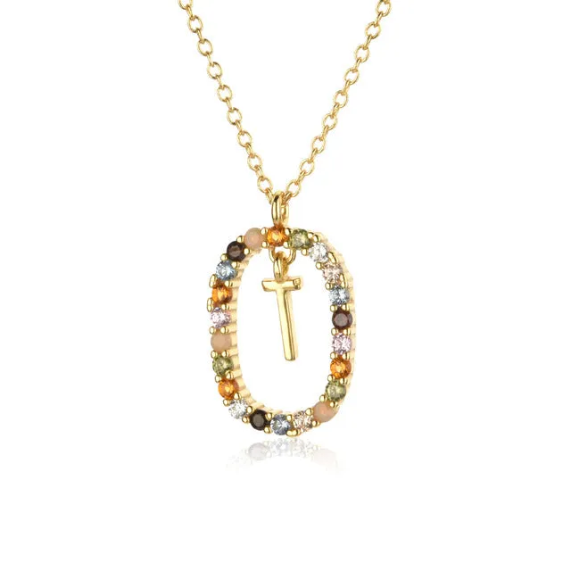 Wholesale Alphabet Gemstone Crystal Copper Necklaces