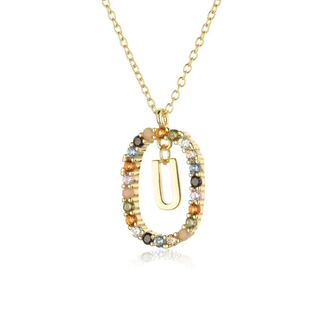 Wholesale Alphabet Gemstone Crystal Copper Necklaces