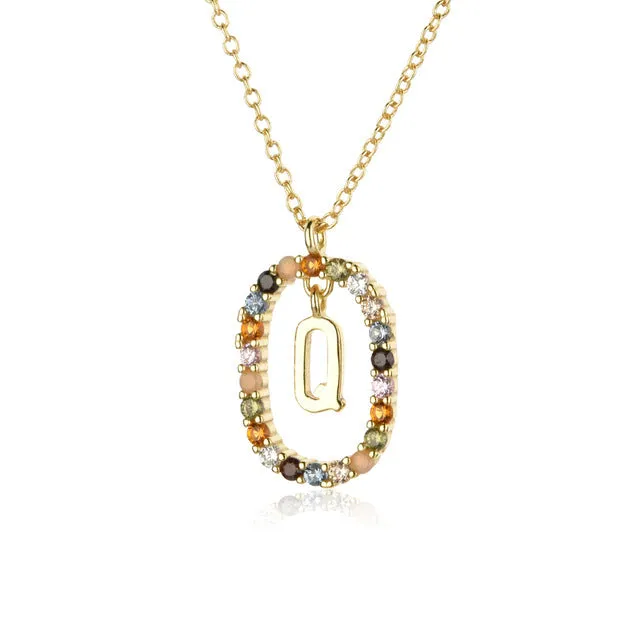 Wholesale Alphabet Gemstone Crystal Copper Necklaces