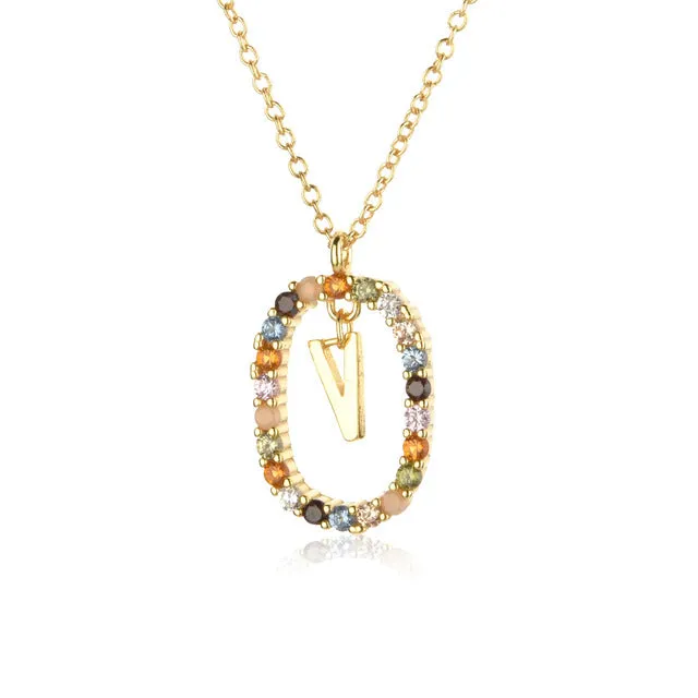 Wholesale Alphabet Gemstone Crystal Copper Necklaces