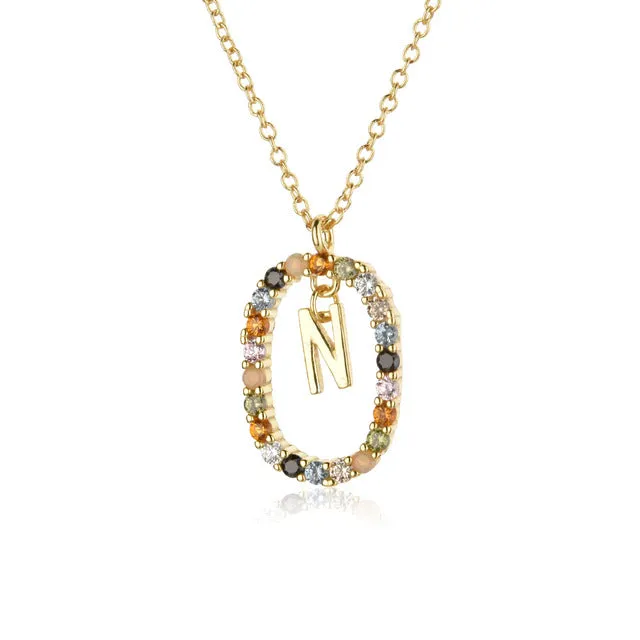 Wholesale Alphabet Gemstone Crystal Copper Necklaces