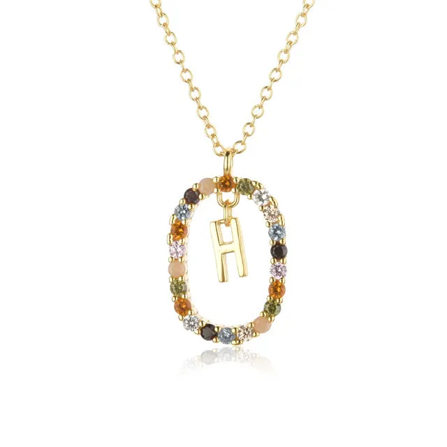 Wholesale Alphabet Gemstone Crystal Copper Necklaces