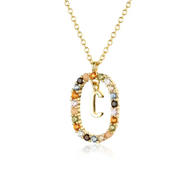 Wholesale Alphabet Gemstone Crystal Copper Necklaces