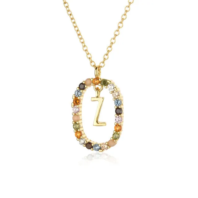 Wholesale Alphabet Gemstone Crystal Copper Necklaces