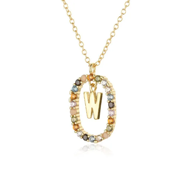 Wholesale Alphabet Gemstone Crystal Copper Necklaces