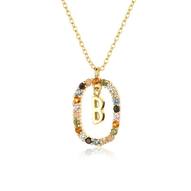 Wholesale Alphabet Gemstone Crystal Copper Necklaces