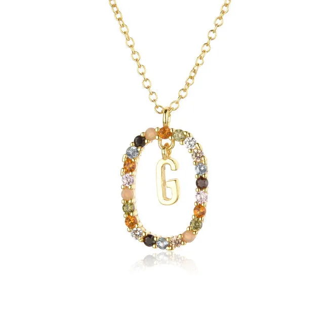 Wholesale Alphabet Gemstone Crystal Copper Necklaces