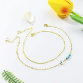 Wholesale Devil's Eye Anklet Double Layer Rice Beads Simple JDC-AS-JinM003