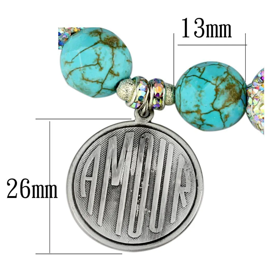 Women's Bracelets - LO3784 - Antique Silver White Metal