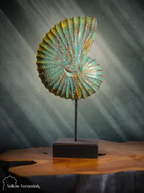 Wooden Sea Shell Decor on Stand - Sea Green