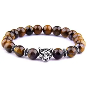 Yellow Tiger Eye Silver Leopard Bracelet