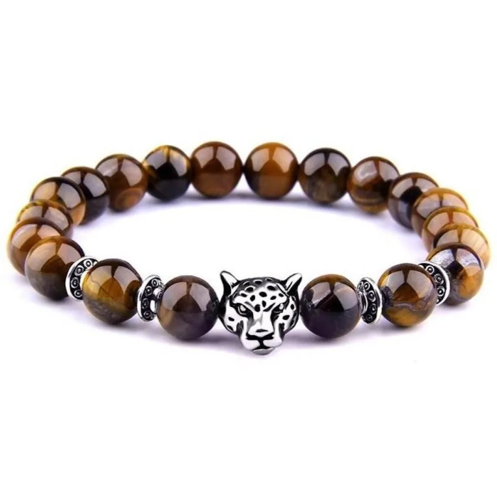 Yellow Tiger Eye Silver Leopard Bracelet