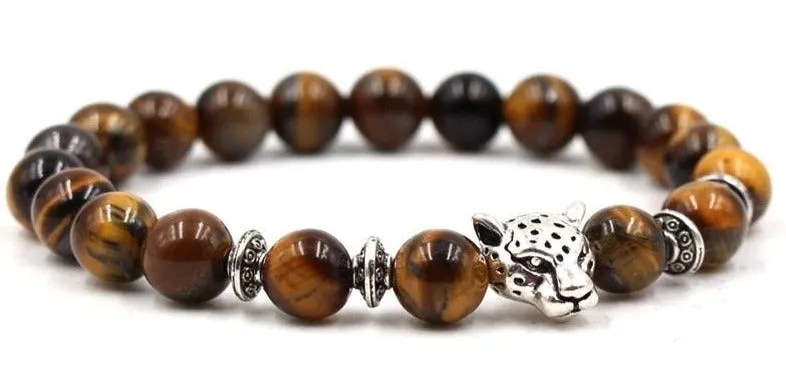 Yellow Tiger Eye Silver Leopard Bracelet